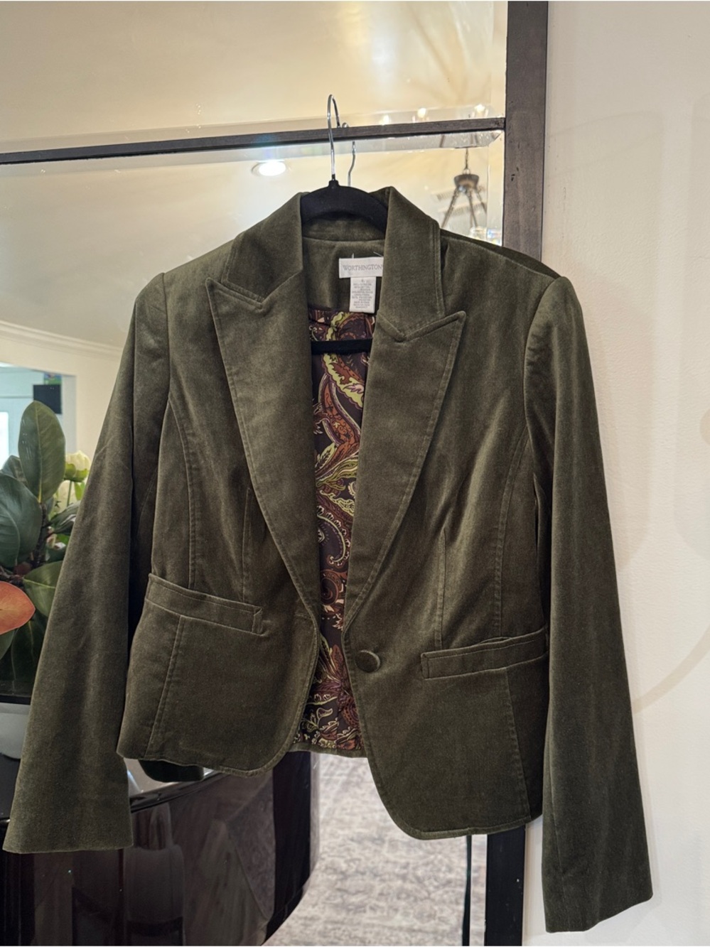 Worthington Olive Green Velvet Blazer